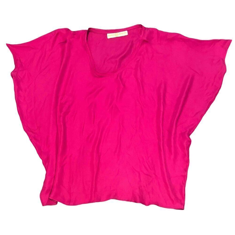 Ramy Brook Pink 100 Silk Sheer Draped Loose Fit Blouse Womens One Size